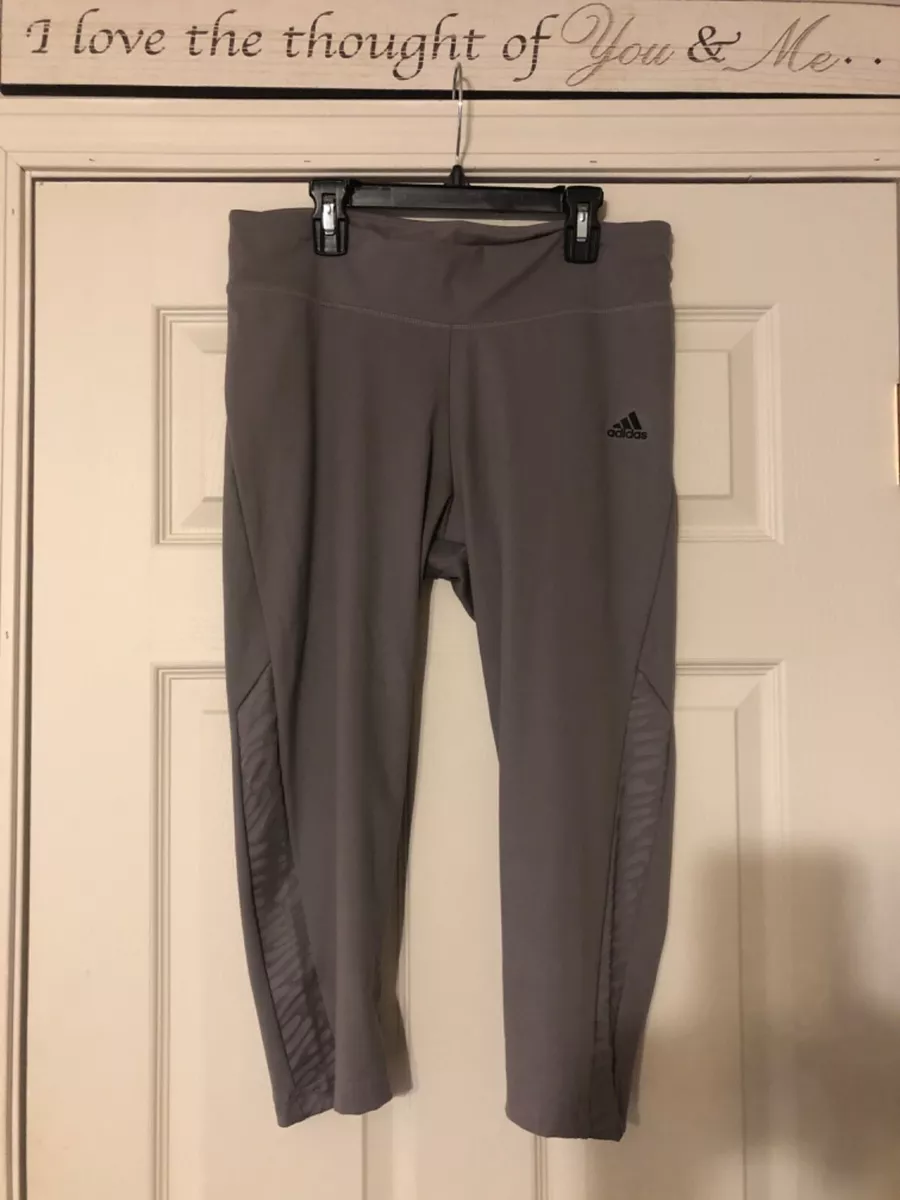 Adidas Women's Aeroready Size Large Gray Capri Leggings RN# 88387 CA# 40312