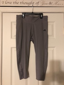 Adidas Women's Aeroready Size Large Gray Capri Leggings RN# 88387 CA# 40312  | eBay
