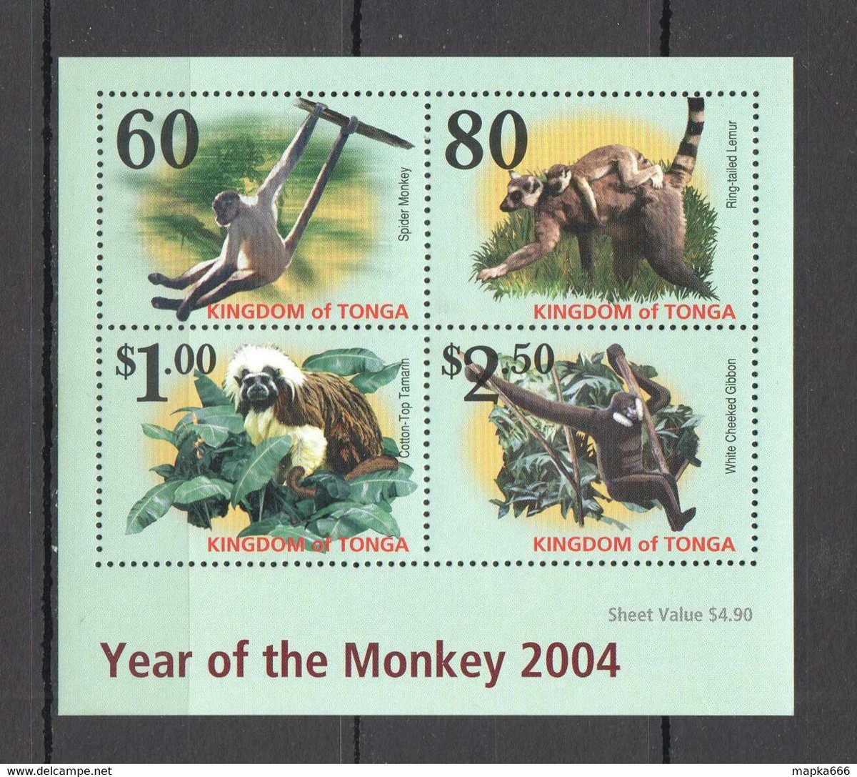 PM013 2004 TONGA FAUNA ANIMALS LUNAR CALENDAR YEAR OF THE MONKEY KB MNH |  eBay