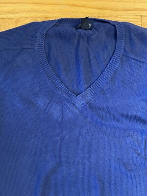 Vintage 90s00s Lands End Cotton V Neck Sweater Blue Mens XXL Made