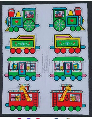 Vintage Animal Train Circus Fabric Pillow Panel Spring Mills Uncut