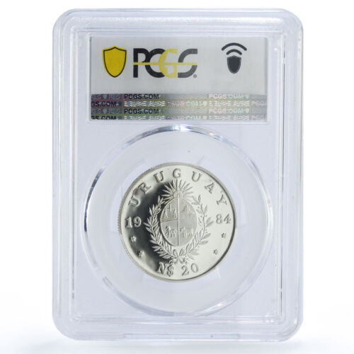 Uruguay 20 pesos FAO World Food Day Conference Fish PR68 PCGS silver coin 1984 - Picture 2 of 2