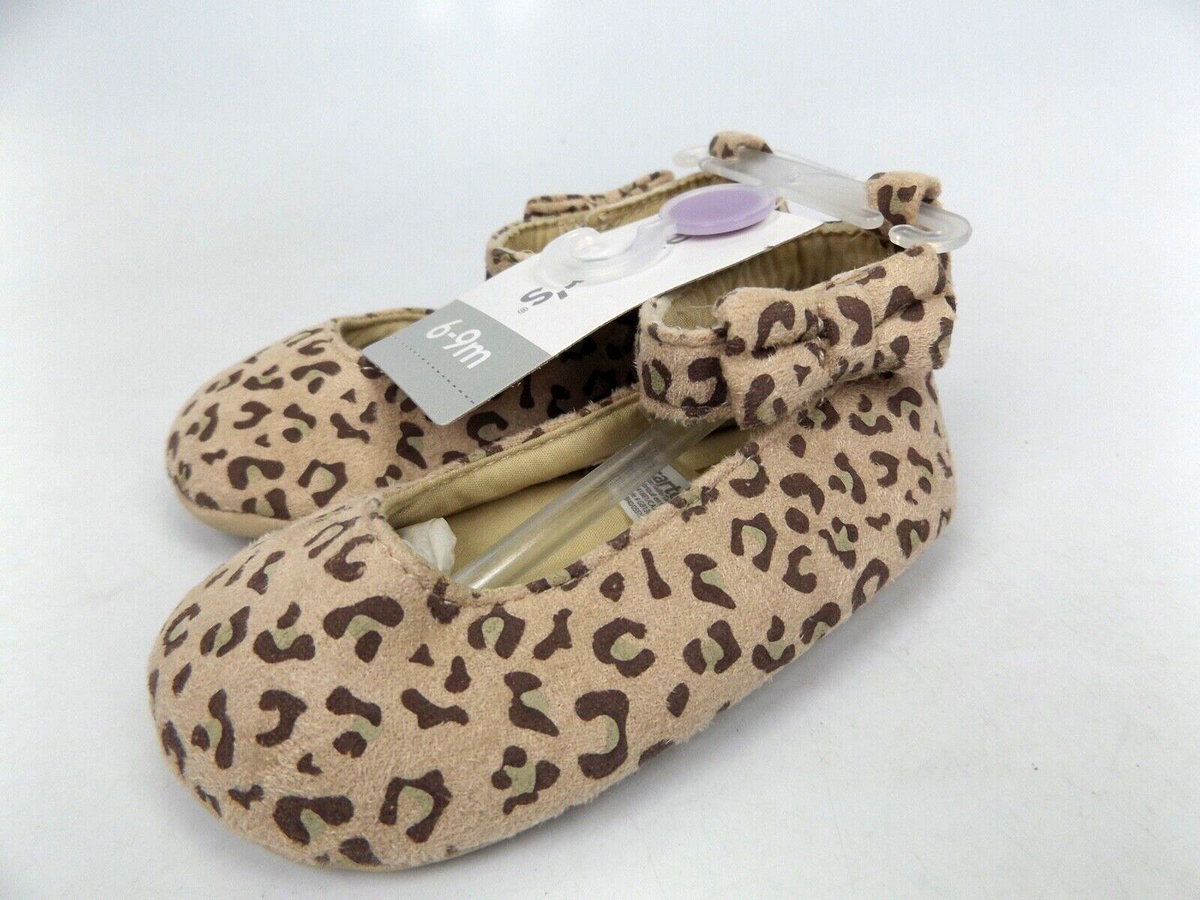 Carters Baby Girls Dressy Shoes Size -9 Month, Ankle Strap, Leopard NEW  ,1363