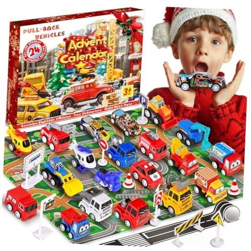 Advent Calendar 2024 Kids: 24 Days Christmas Countdown Pull-Back Car Toys - - 第 1/8 張圖片