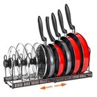 Pot Rack -Expandable Pan Organizer for Cabinet,Pot Lid Holder with 10 Bronze