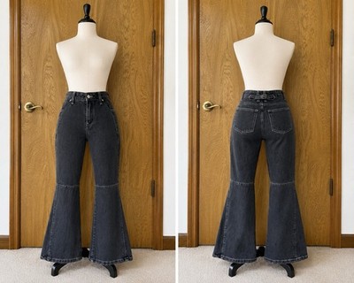 J. GALT Women Size S Gray Denim Flare Jeans 5-Pocket Button Closure Cotton