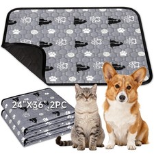 Washable Pee Pads, 24" x 36", 2 Pack Waterproof Reusable Pet Training Pads, N...