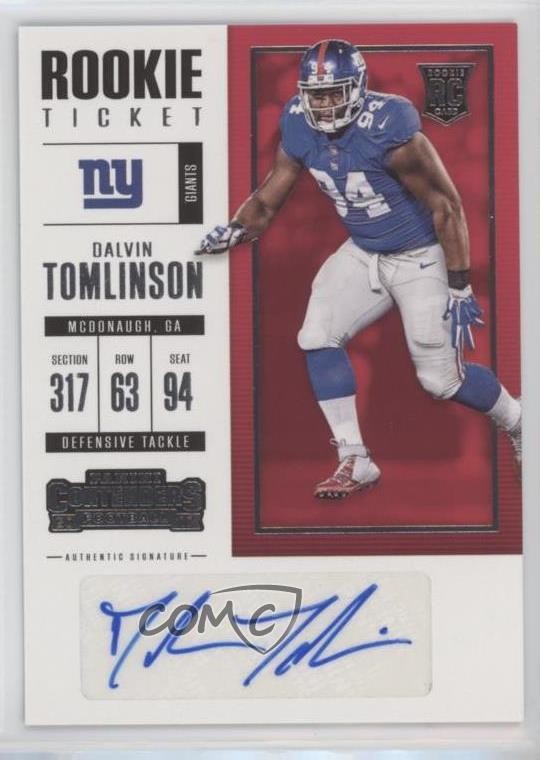 2017 Panini Contenders Rookie Ticket Dalvin Tomlinson #156 Rookie Auto RC 0ja2