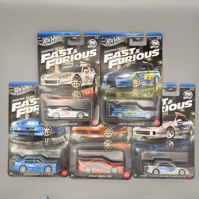 Hot Wheels Silver Series Fast & Furious Graphic Remix, Complete Set Of 5, NIB