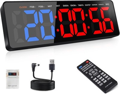 13 Inch Gym Timer Clock with Remote Workout Interval Countdown Count Up