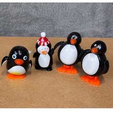 Vintage Wind Up Penguin Toy Lot of 4 Christmas Winter Holiday Plastic Set