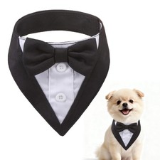 SCENEREAL Dog Tuxedo Bandana, Formal Wedding Outfit with X-Small, 1 Black