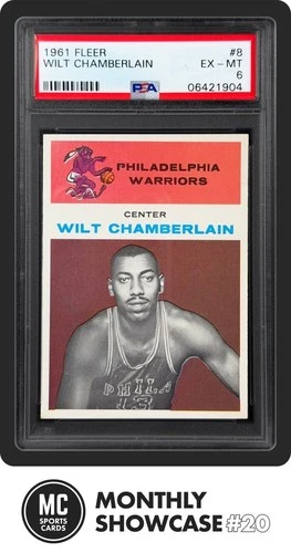 WILT CHAMBERLAIN PSA 6 1961 FLEER #8 ROOKIE CARD RC CENTERED