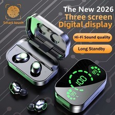 Wireless Earbuds Bluetooth 5.3 Touch Control LED Display Charging Case Black