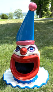 Vtg Clown Head Trash Can Lid Cover Bean Bag Toss Carnival Circus Amusement Park