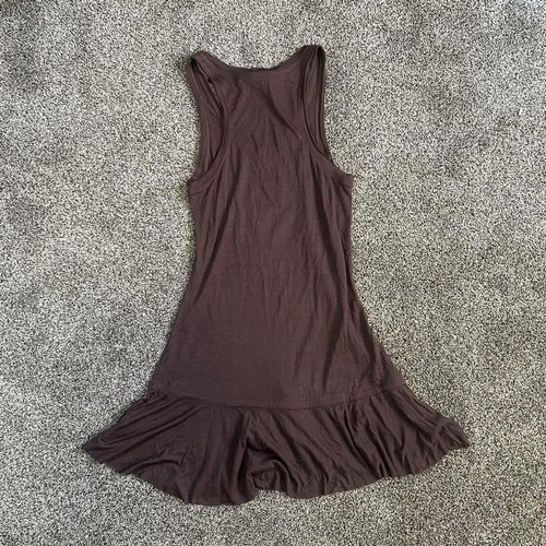Tommy Jeans Brown Mini Dress/ Long Tank With Pink Flower And Ruffle Trim - Picture 2 of 5