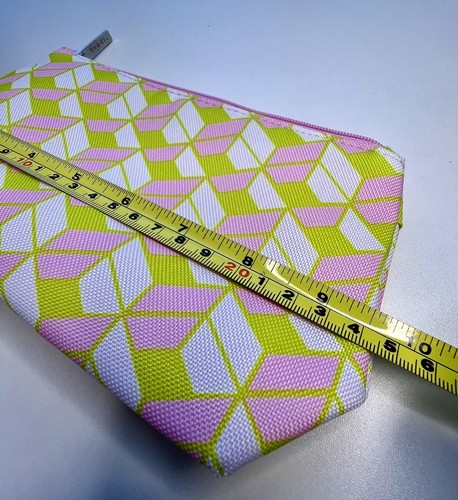 Borsa trucco Clinique rosa verde cosmetica bellezza viaggio nuova senza etichette geometrica 9 1/2" - Foto 10 di 12