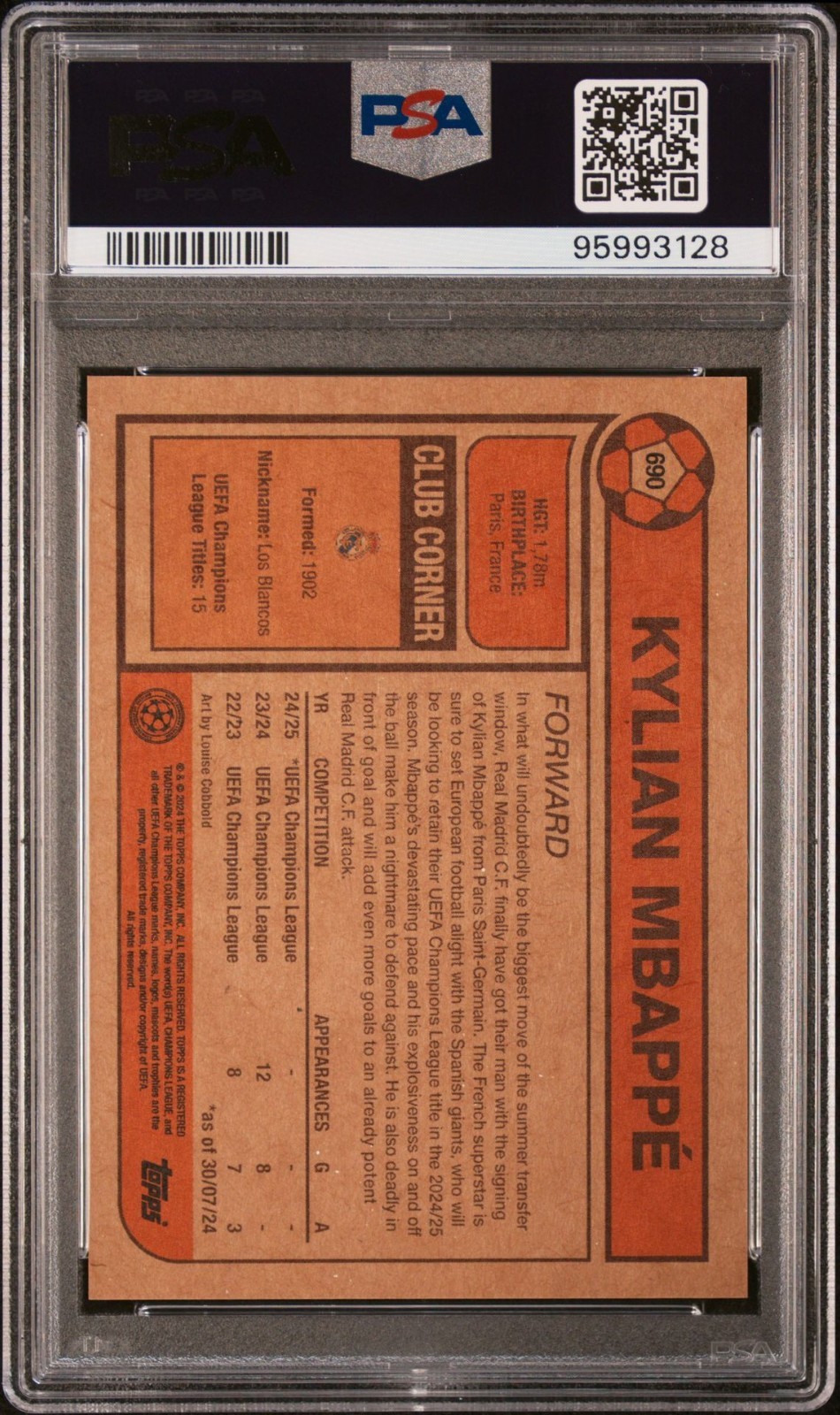 2024 Topps Uefa Club Competitions Living Set - Kylian Mbappe #690 /7706 view 2