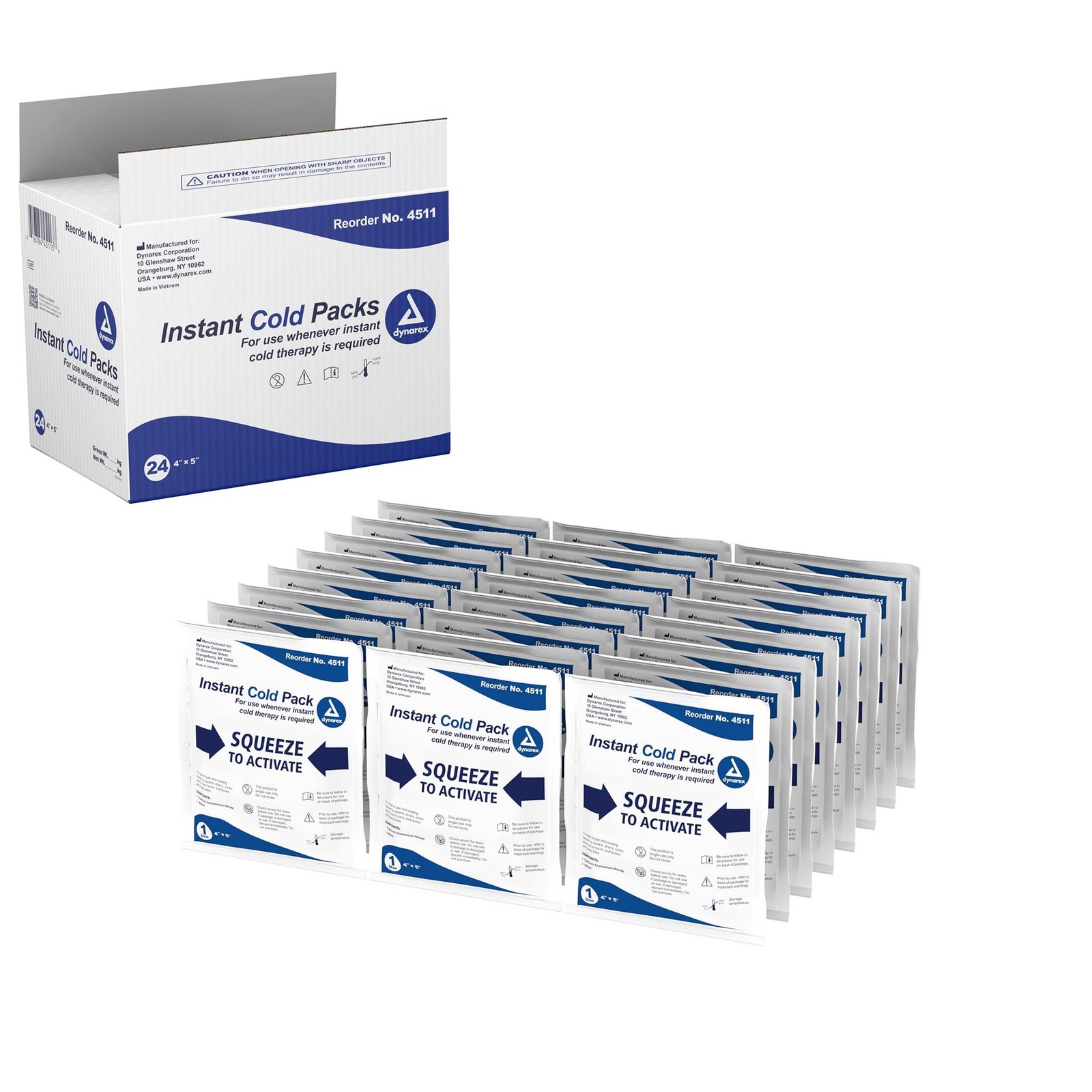 Dynarex Disposable Ice Packs for Injuries - Instant Cold Packs for First Aid, Sw