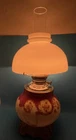 Antique Lg Cherub Face Working Milk Glass GWTW Hurricane Table Oil Kerosene Lamp