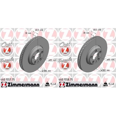 2x ZIMMERMANN FORMULA Z 380mm BREMSSCHEIBEN VORNE passend für PORSCHE CAYENNE