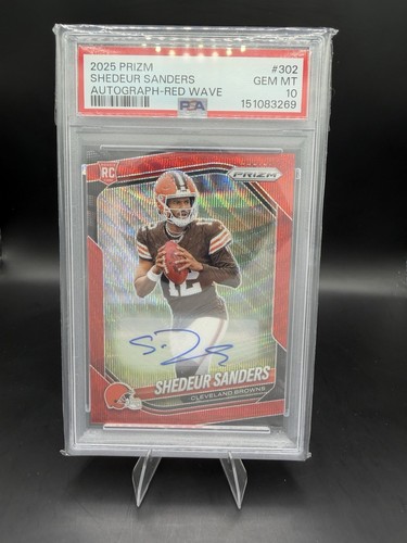 2025 Panini Prizm - Rookies Shedeur Sanders #302 Red Wave Auto /149 PSA 10