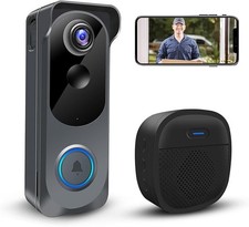 Wireless Video Doorbell Camera with Chime, Voice Changer/Message, PIR Motion Det