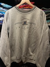 Vintage 90s Arizona Crewneck Sweatshirt XL Tan Neutral Aztec Collar USA Made
