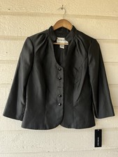 Vintage NWT Victor Costa Black Satin Occasion Jacket Blouse Women s Size 6 Goth