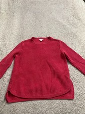 J.Jill Women Long Sleeve Crew Neck Pullover Sweater Red Petites PS