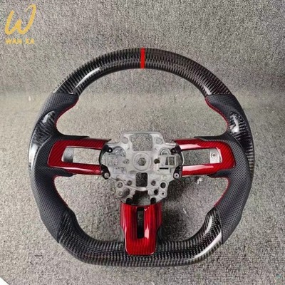 Customized Red Real Carbon Fiber Steering Wheel For Ford Mustang GT V6 2015-2023