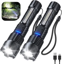 Cinlinso Flashlight High Lumens Rechargeable 2 Pack, 990000 Lumen Super Black 