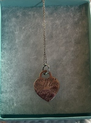 Tiffany & Co. Sterling Silver Heart Pendant Cable Chain Necklace 925 Signed