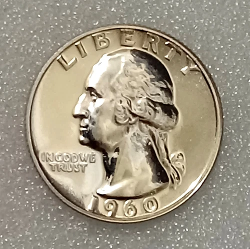 🟅 1960 PROOF 90% Silver Wash. Quarter 25¢