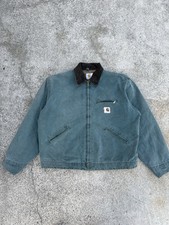 Vtg Carhartt Mens Size XL Hunter Green J43HTG Faded Detroit Jacket Made USA