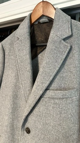 Tasso Elba Men’s 3/4 Length wool Blend  Peacoat Overcoat Gray S - product listing photo
