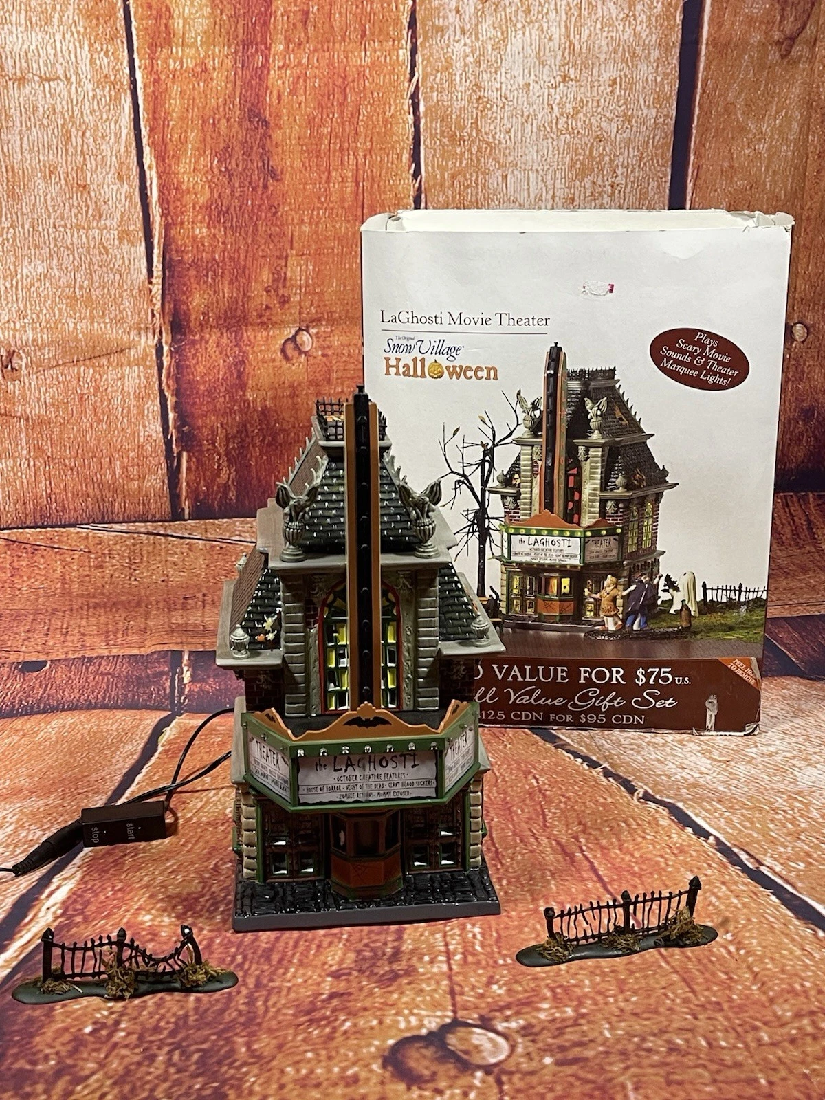 Dept 56 Snow Village Halloween LaGhosti Movie Theater No Light & Sound 55374