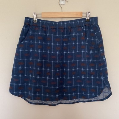 Patagonia Edge Win Skirt Sz L Heritage Ikat Classic Navy Blue Tencel Outdoor