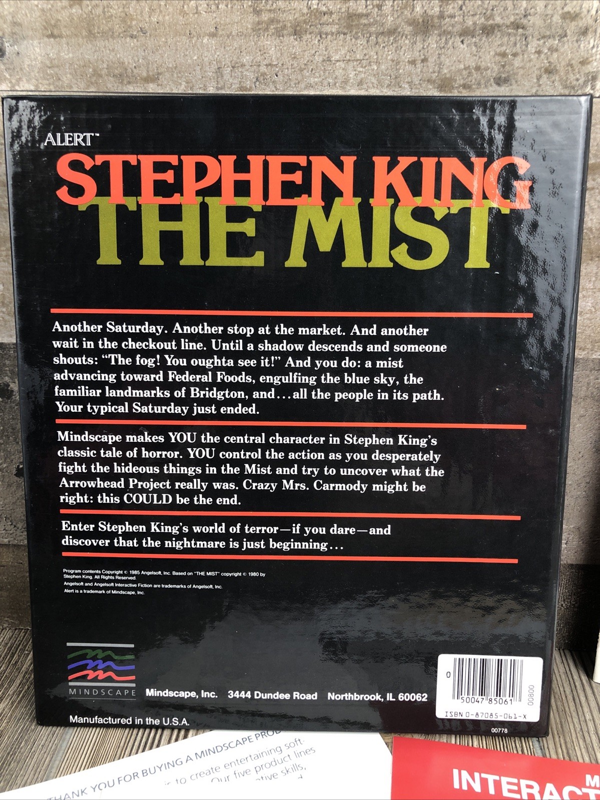 1985 Stephen King The Mist Angelsoft Apple II Computer Game