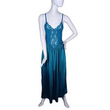 Vintage 80s Fantasy Nightwear by Janice Lee Long Gown Size Medium Dark Teak