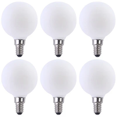 NCC-LICHT 6 bombillas de filamento LED G60 Globe 2W = 20W E14 ópalo 170lm blanco cálido 2700K