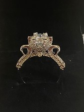 New Moissanite 2 ct Round Cut White Gold Plated Engagement Ring sz 6