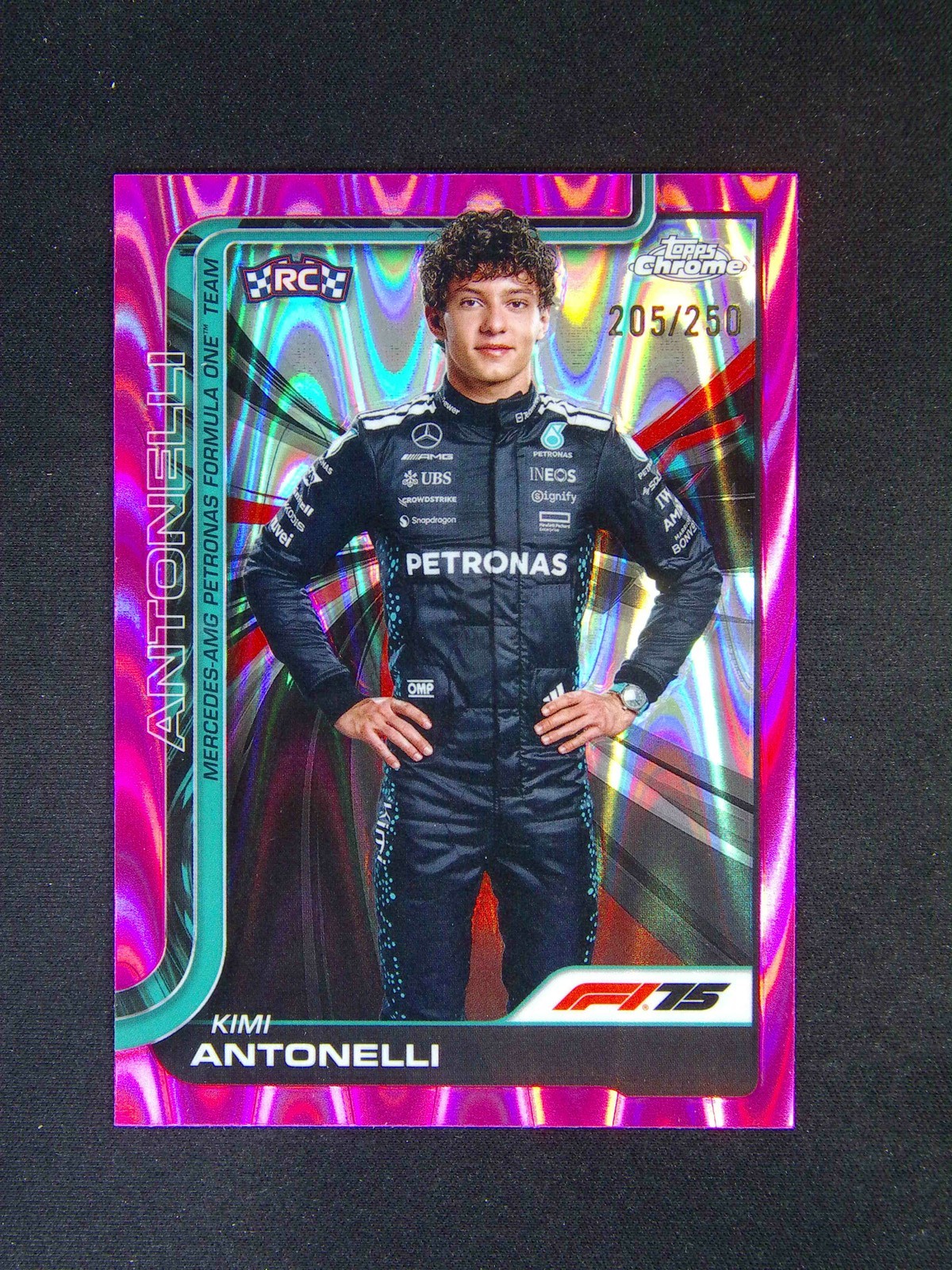 2025 Topps Chrome F1 Kimi Antonelli #8 RC Rookie Pink Raywave Refractor /250