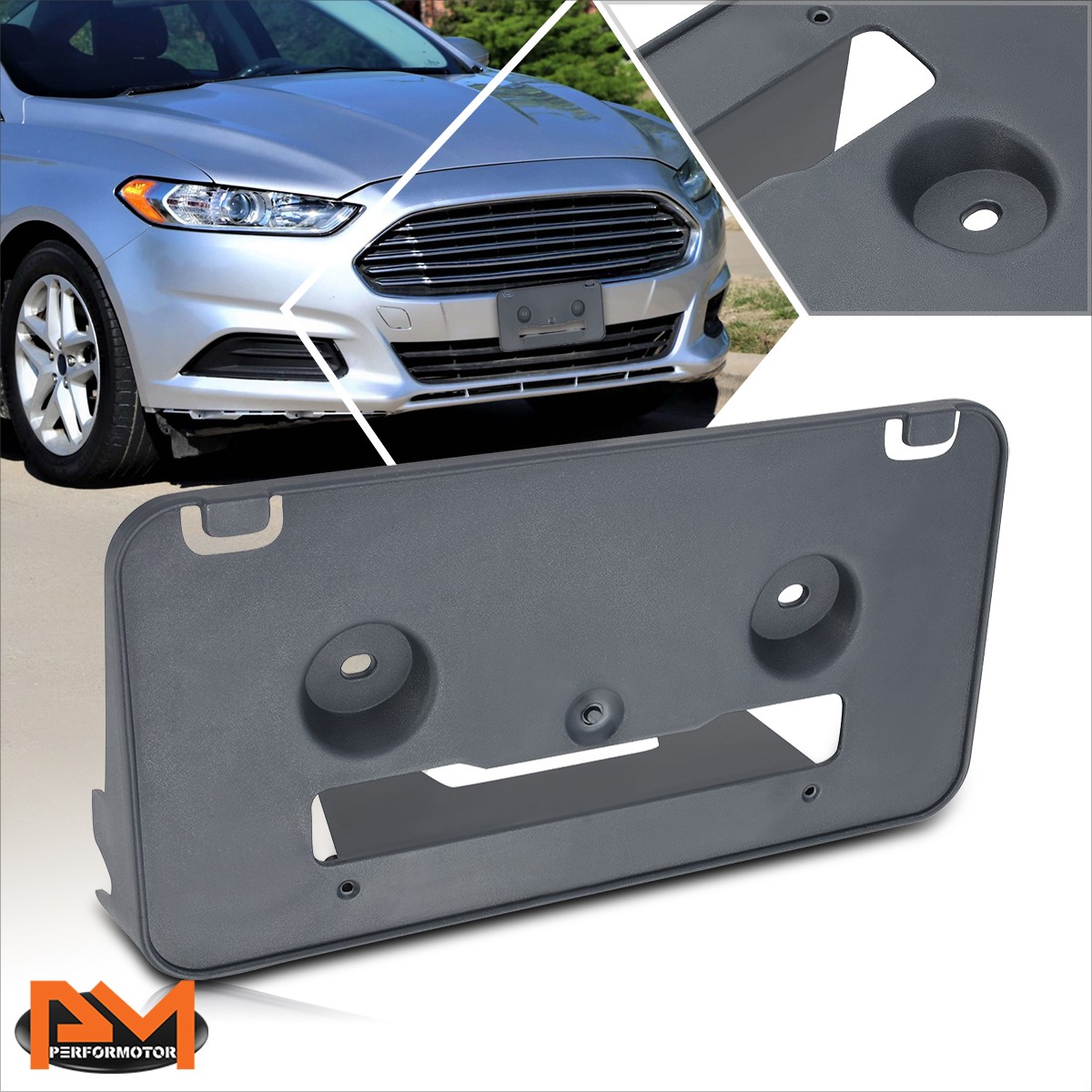 Front Bumper Tow Hook License Plate Mounting Bracket For 2013-2016 Ford Fusion – Black, Polypropylene