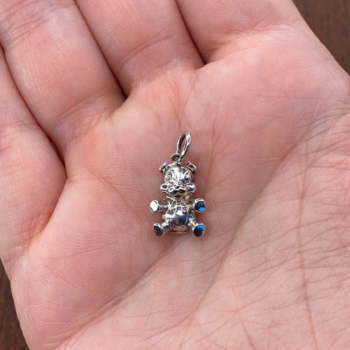 Vintage 925 Sterling Silver Teddy Bear Stuffed Animal Pendant Bracelet Charm