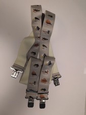 Brimarc Fly Fishing Themed Mens Suspenders 47" Long Adjustable Pre Owned