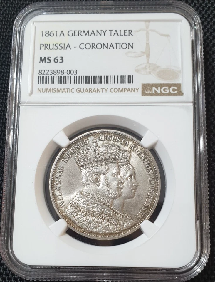 Prussia  NGC MS 63 1 Thaler 1861 Silver Coin Unc Cornation Germany Full Luster - Image 3 of 4