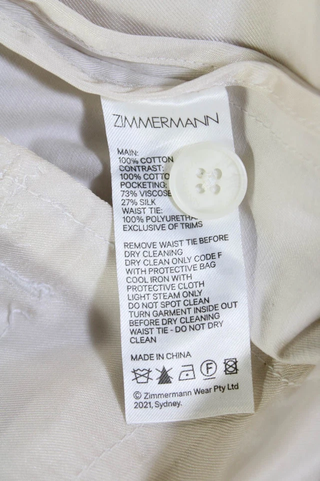 Pantalones Cortos Zimmermann Mujer Algodón Cinturón Cuatro Bolsillos Tiro Alto Beige Talla 1 Foto 4 de 4