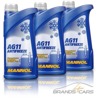 3x 1 L LITER MANNOL ANTIFREEZE AG11 LONGTERM FROSTSCHUTZMITTEL KÜHLER BLAU