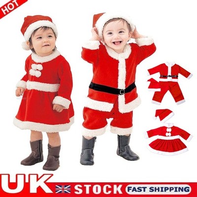 Kids Baby Boys Girls Christmas Xmas Party Santa Claus Costume